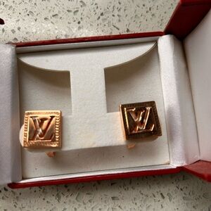 Gold Square Louis Vuitton  Logo Cufflinks